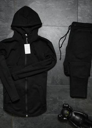 Чёрный, базовый, спортивный костюм, флис, зима