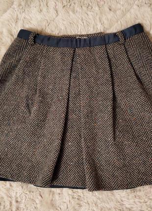 Женственная юбка мини hobbs n.w.3  размер 12, шерсть 80% 'твид...