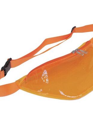 Женская летняя прозрачная бананка "ЛЕТО" поясная сумка оранжевая