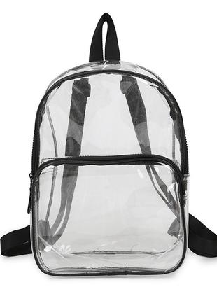 Женский детский прозрачный мини рюкзак черный