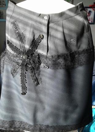 Юбка серая  р 56-58-оригинальная юбка большого размера