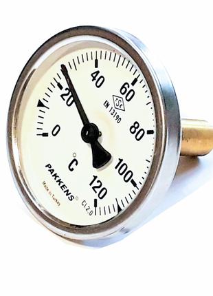 Термометр D 63мм/120°С биметаллический трубчатый с гильзой пог...