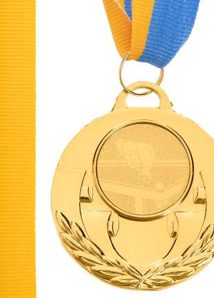 Медаль наградная для бильярда AIM с лентой (1 место, золото) ø5см