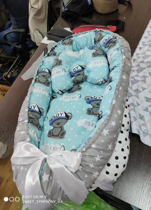 Кокон позиционер с подушкой двусторонний для новорождённых