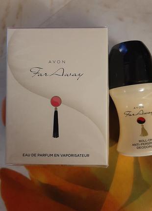 Far away avon набор парфюмерная вода+дезодорант