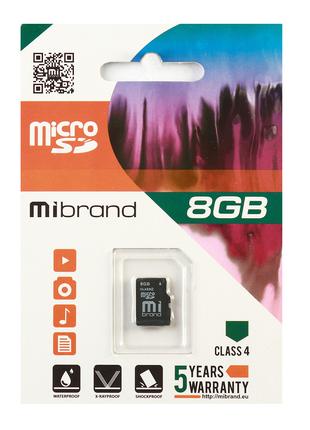 Карта памяти microSDHC Mibrand 8 Гб С 4 (MICDC4 / 8GB)