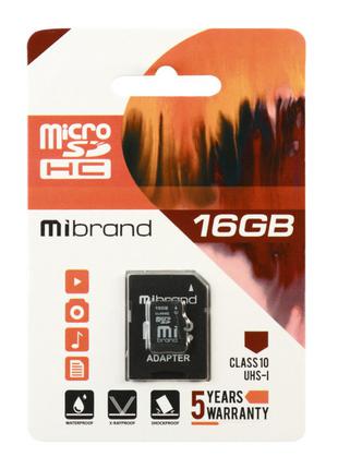 Карта памяти microSDHC (UHS-1) Mibrand 16 Гб class 10 + адапте...