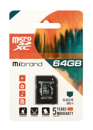 Карта памяти microSDXC (UHS-1) Mibrand 64 Гб class 10 + адапте...