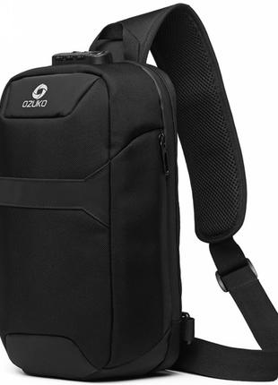 Однолямочный рюкзак сумка Ozuko 9270 с кодовым замком 9л черный