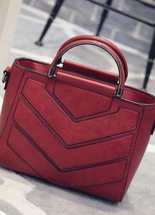 Бордовая женская сумочка, стильная модная сумка красная, молод...