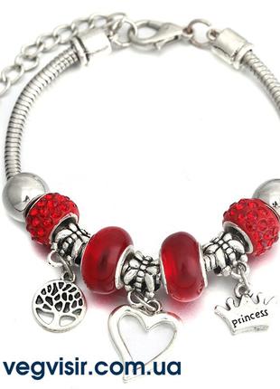 Шикарный женский браслет Пандора Pandora в красном цвете древо...