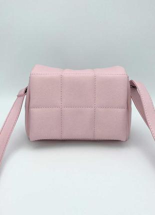 Женская сумка розовая сумка через плечо стеганый мини клатч пудра