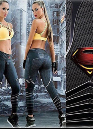 Женские леггинсы, с 3d принтом супермена, повседневные облегающие