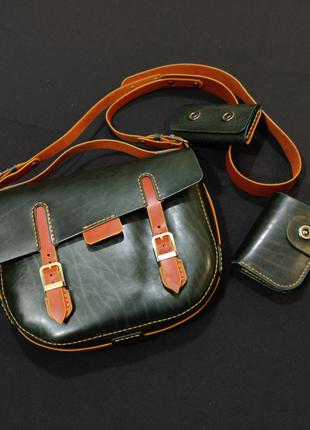 Женский набор из натуральной кожи, сумка, кошелек, ключница