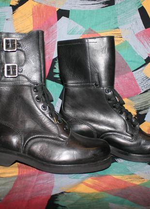Классические кожаные берцы с пряжками и шнуровкой 26 см