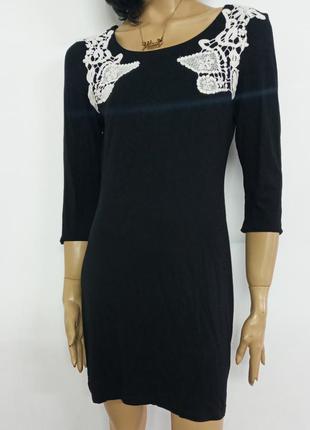 Симпатичное черное трикотажное платье. select. размер m.