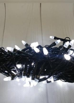 Гирлянда LED белый 200 ламп, длина 13.5м на черном проводе