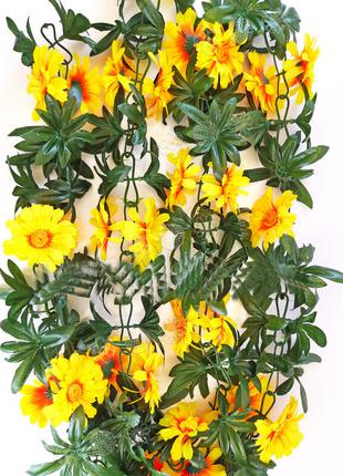 Искусственные цветы Лиана Хризантема с листьями, 270 см