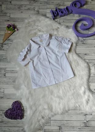 Блузка белая на девочку бантики на рукавах