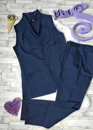 Костюм комплект жакет і брюки жіночі класика синій
