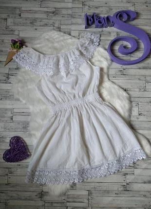 Платье женское белое с  воланами и кружевом