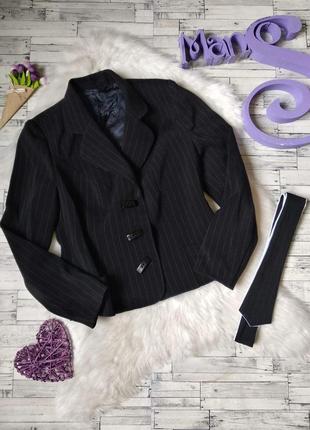 Піджак жіночий чорний в смужку з краваткою