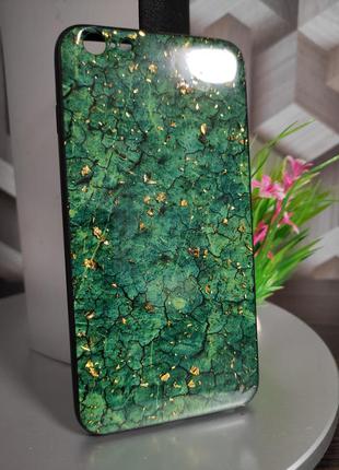 Пластиковий чохол для iphone 6 plus зелений мармур