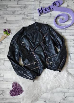 Женская куртка aftf basic косуха кожаная черная 44 размер