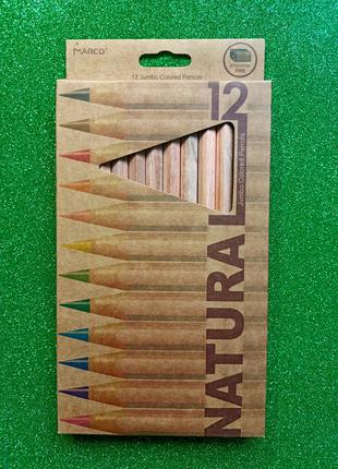 Набор цветных карандашей Marco 12 цветов Natural Jambo+точилка