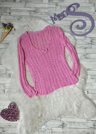 Жіночий пуловер літній трикотажний светр рожевого кольору сітк...