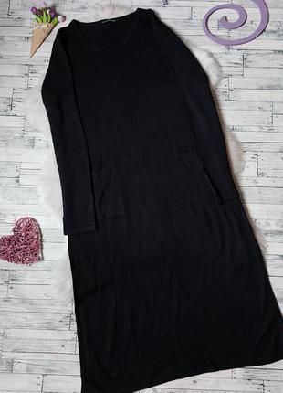 Платье трикотажное черное женское с карманами