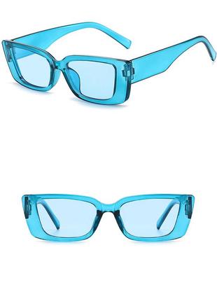 Тренд новые солнцезащитные очки узкие голубые прозрачные окуля...