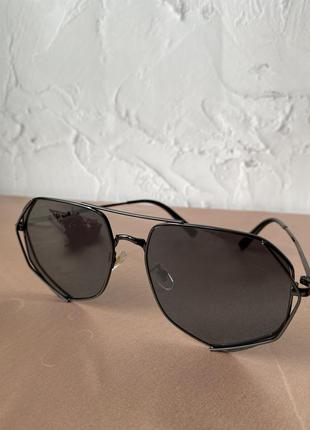Стильні актуальні окуляри авіатори чорна оправа чорні нові новинк