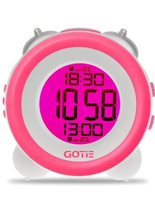 Электронные часы розовые GOTIE GBE-200 R с механическим будиль...