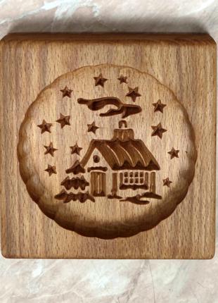 Пряничная доска Дом со звездами деревянная размер 14 *13 * 2см...
