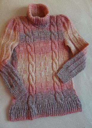 Теплая вязанный свитер для девочки