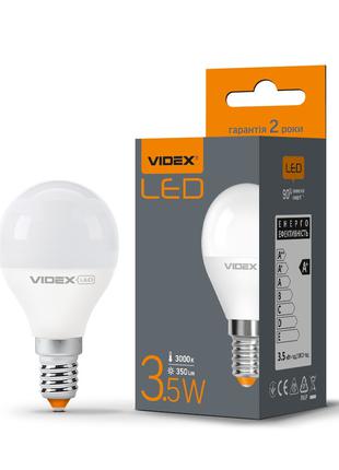 Світлодіодна лампа Videx G45e 3.5 W E14 3000K куля