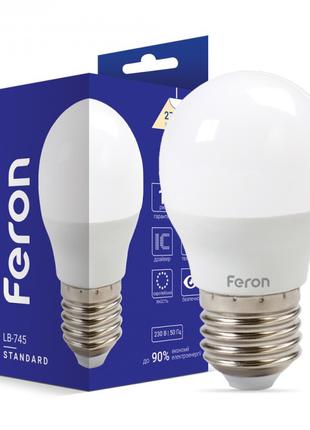 Світлодіодна лампа Feron LB-745 6W 2700K E27 куля
