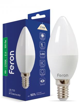 Світлодіодна лампа Feron LB-720 4W 2700K E14 свічка