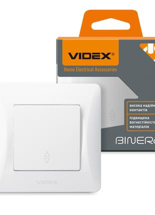 Выключатель одноклавишный проходной Videx Binera белый