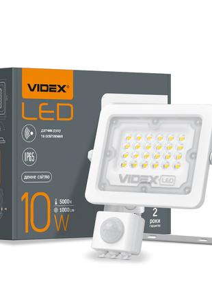 LED прожектор VIDEX F2e 10W 5000K с датчиком движения и освеще...