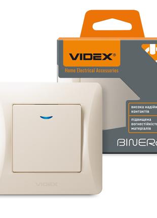 Выключатель одноклавишный с подсветкой Videx Binera кремовый