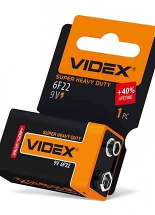 Батарейка солевая Videx 6F22 / 9V крона