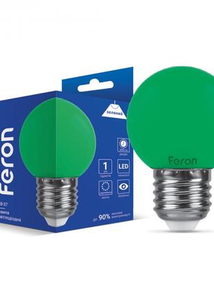 Світлодіодна лампа Feron LB-37 1W E27 зелений куля