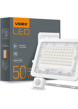 LED прожектор VIDEX F2e 50W 5000K с датчиком движения и освеще...