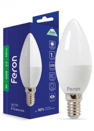 Світлодіодна лампа Feron LB-720 4W E14 свічка 4000K