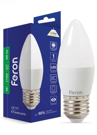 Светодиодная лампа Feron LB-737 6W E27 2700K свеча