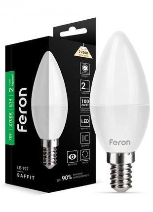 Світлодіодна лампа Feron LB-197 7W 2700K E14 свічка