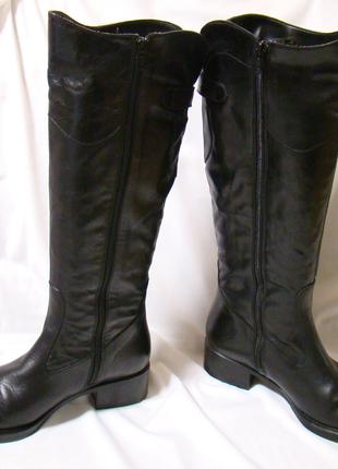 Сапоги женские демисезонные кожаные черные, Италия (размер 38)