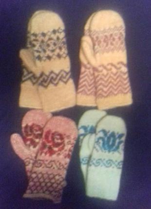 Дитячі шерстяні рукавички варежки